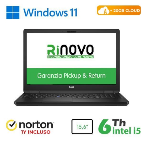 Dell Rinovo Refurbished Latitude E5580 RN42522315 15.6" i5-6x00U 8GB SSD New 256GB HDMI Windows 11 Pro Cloud 20GB + Norton - Immagine 1