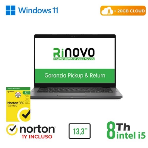 Dell Rinovo Refurbished Latitude 5300 RN42532317 13.3" i5-8x00U 16GB SSD 256GB Windows 11 Pro Cloud 20GB + Norton - Immagine 1