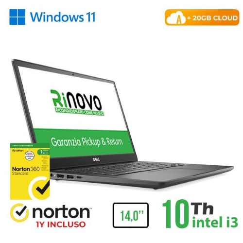 Dell Rinovo Refurbished Latitude 3410 RN42422311 14" i3-10xxU 8GB SSD 240GB Windows 11 Pro + Cloud 20GB + Norton