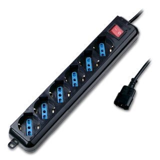 Multipresa Atlantis P011-SL3006P-B 6 Posti di Cui 4 Schuko Interruttore Nera - Immagine 1