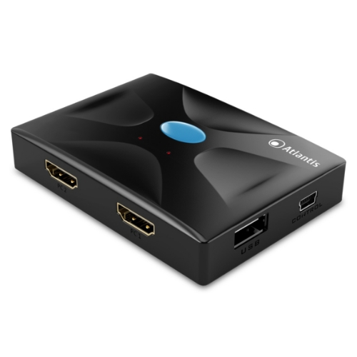Kvm HDMI Atlantis P021-MTHK02 Switch USB Tastiera, Mouse, Video HDMI a 2 Porte Ingresso/uscita Include 2 Cavi di Collegam. - Immagine 1