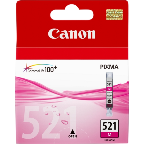 Ink Canon CLI-521M Magenta 9ML x Pixma MP540, MP550, MP620, MP630, MP640, MP980, MP990, iP3600, iP4600, iP4700, MX860 - Immagine 1