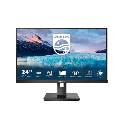 PHILIPS Monitor Philips LED 23.8"Wide 243S1/00 IPS 1920x1080 250cd/mq 1000:1 2x2W mm Reg.h Pivot HDMI dp RJ45 Usb-c Doking - Immagine 1