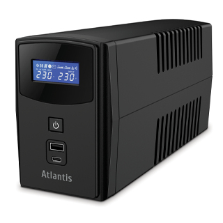 UPS Atlantis A03-S1000P 1000VA (600W) One Power Stepwave Line Interactive V-out 200-253Vac Batteria 12V 9A/H Avr Display LCD - Immagine 1