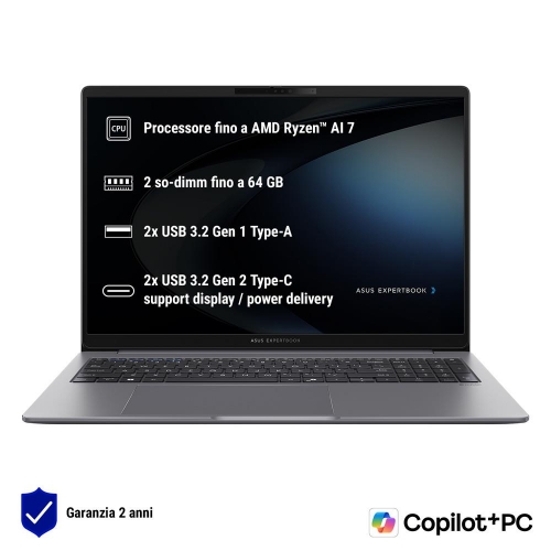 nb Asus Commercial nx p Copilot+pc PM3606CKA-MB0012X 16" Ryzen AI R7-350 16GB SSD1TB W11P - Immagine 1