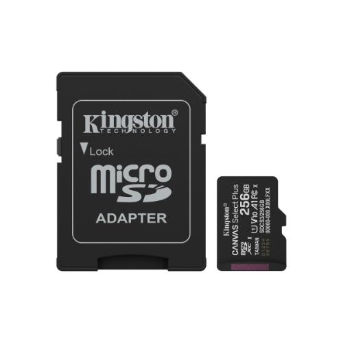 Sd-micro Kingston 256GB Canvas Select Plus Classe 10, Uhs-i, U1/U3, Video 10/30, A1, Read 150MB/s + Adattatore - SDCS3/256GB - Immagine 1