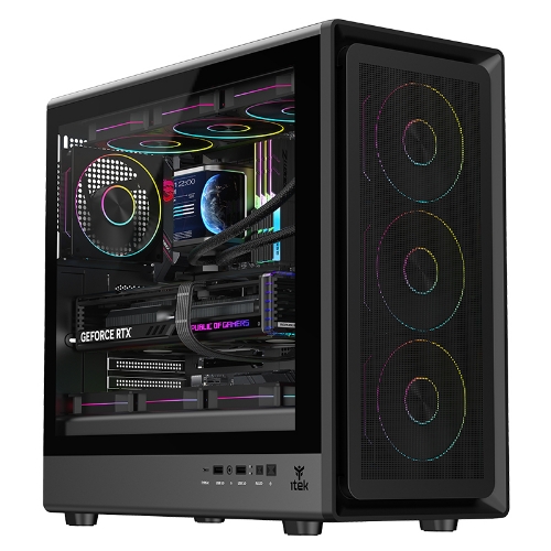Case Itek M.tower " Meshcore 36B - Gaming Tower, Atx, 4x14cm Argb Fan, 2xUSB3, Type-c, Temp Glass Side Panel, - ITGCAMC36B