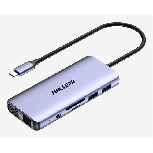Hub Hikvision Hdmi, Upd Fast Charge, Hdmi, Vga, Sd, Tf, USB3.0*2, USB2.0*2, Audio, RJ45 - HS-HUB-DS11