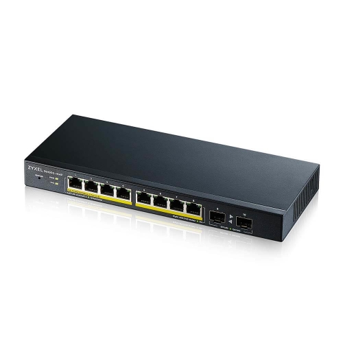 Switch Zyxel GS1900-10HP V2 8P Gigabit Poe (erogazione Poe Fino a 70W) +2P Sfp Supp IPV6, Vlan Design Senza Ventole,web Managed