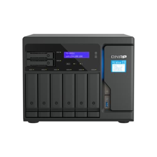 Nas Tower Qnap TS-855X-8G 8HD 6x3,5 + 2x2,5" Nohd 2xM.2 1x10GBE Baset 2x2.5GBE 3xUSB3.2 8GB RAM Intel Atom C5125 8C 2.8GHz 250W - Immagine 1