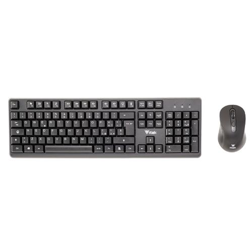 Tastiera + Mouse Itek Wireless "dec W01" - Mouse Ottico 1600DPI, Tastiera Membrana 105 Tasti - ITKMDECW01 - Immagine 1