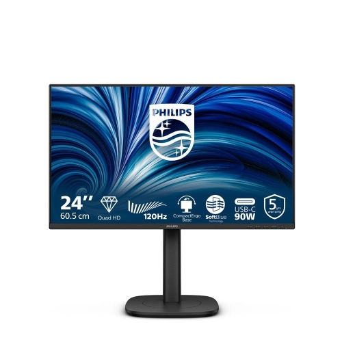Monitor Philips LED 23.8" 24B2U3601/00 IPS 2560x1440 120HZ 4ms 350cd/m² 1500:1 2x2W mm Reg.h Pivot HDMI dp RJ45 Usb-c Docking - Immagine 1