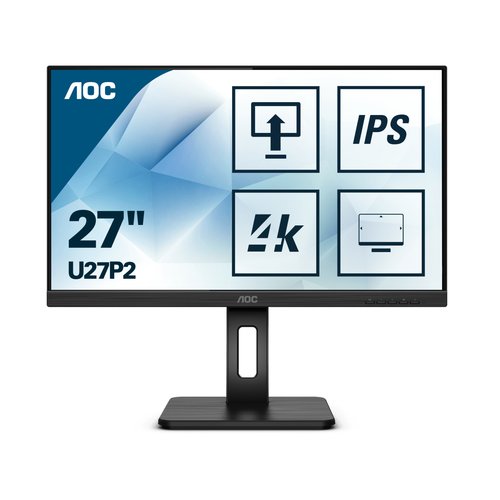 Aoc U27P2 LED Display 68,6 cm (27") 3840 x 2160 Pixel 4K Ultra hd Nero - Immagine 1