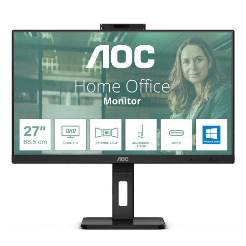 Monitor Aoc LED 27" Wide Q27P3QW IPS 2560x1440 4ms 350cd/mq 20.000.000:1 2x5W mm Webcam Pivot Reg.h 2HDMI dp - Immagine 1