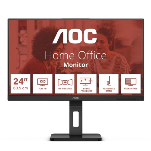 Monitor Aoc LED 23.8" Wide 24E3QAF IPS 1920x1080 4ms 300cd/mq 1.000:1 2x2W mm Reg. in h Pivot Vga Dvi HDMI dp - Immagine 1