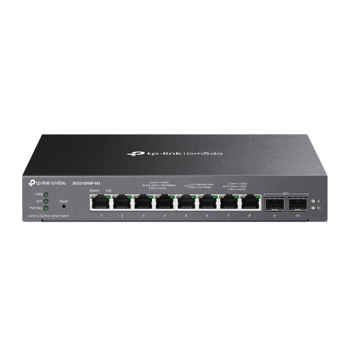 Switch Tp-link SG2210XMP-M2 8P LAN GIGABIT+2P 10GE sf Con 8P Poe+ 802.3at/af, 160W POE Power Comp Con Omada Sdn Controller - Immagine 1