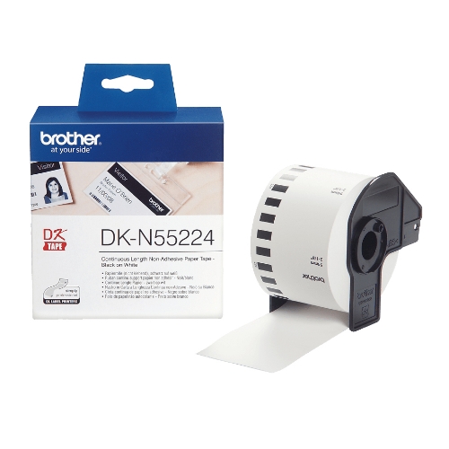 Nastro Brother DKN-5522 Non Adesivo Nero/bianco 54mm - 30.48 Metri Lunghez x QL-550 QL-1050N QL-570 QL-700 QL-710W QL-800 QL-810 - Immagine 1