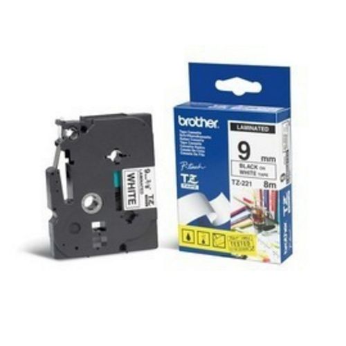 BROTHER Nastro Brother Tze-221 9mm Nero/bianco PT-H75 PT-1080BTS - Immagine 1