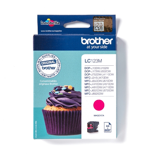 Ink Brother LC-123M Magenta 600PP x MFCJ44/J45/J46/J47/J470 DCP-J552DW MFC-J650DW/6920DW/J6520DW DCP-J132/152W MFC-870DW/J245 - Immagine 1