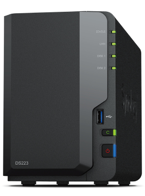Nas Tower Synology DS223 2XHDD Nohdd 3.5''/2.5'' Sata 1P 1GBe 2GB RAM Cpu 4C 1.7 GHZ Realtek RTD1619B - Immagine 1