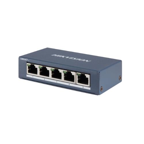 Switch Hikvision 5 Gigabit RJ45 Ports, Desktop Steel Case Unmanaged Switch - DS-3E0505-E - Immagine 1