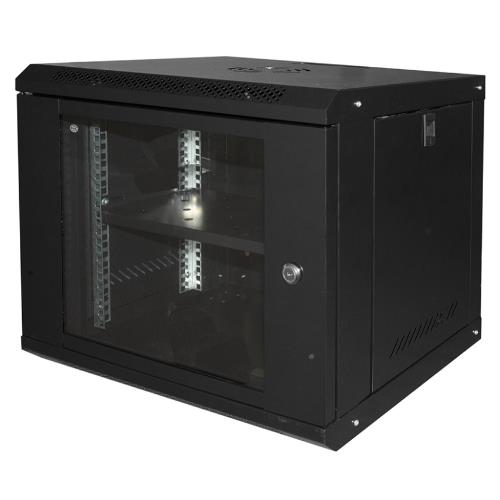 Armadio Rack 19" 9U Link Serie Light Colore Nero Con Porta Vetro (axpxl) mm 450X400X530 Ripiano Incluso - LK1909UNL
