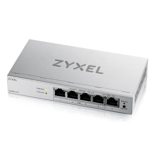 Switch Zyxel GS1200-5HP v3 Smart Managed 5P Gigabit(4P POE Fino a 60W ) Easy Management Xvlan,qos Design Senza Ventole Desktop - Immagine 1