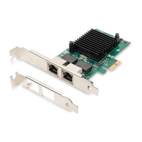 Scheda di Rete Digitus Gigabit Ethernet Pci Express Network Card, 2 Porte 1GBe