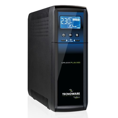 UPS Tecnoware Exa-plus 1100 Iec Together ON-1100VA/770W+2USB x Charger 2.1A LCD Sinusoidale+AVR+Prot.RJ45/11+USB Xsw - Immagine 1